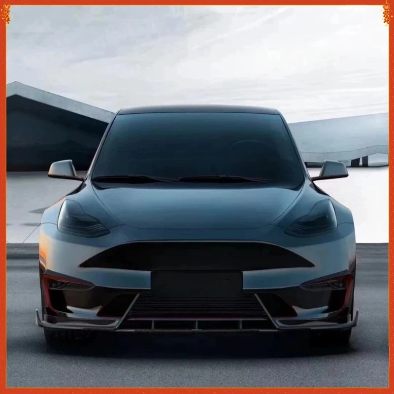 

For Tesla Model Y Real Dry Carbon Fiber True Carbon Fiber CM Style Front Lip Rear Diffuser Side Skirt Body Kits Accessories