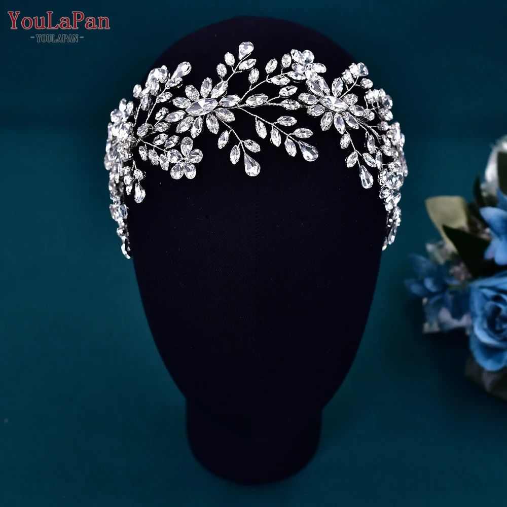 TOPQUEEN-corona nupcial con diamantes de imitación para mujer, Tiara para el cabello, accesorios para el cabello, Joyería de diamantes, tocado de boda para banquete, HP408