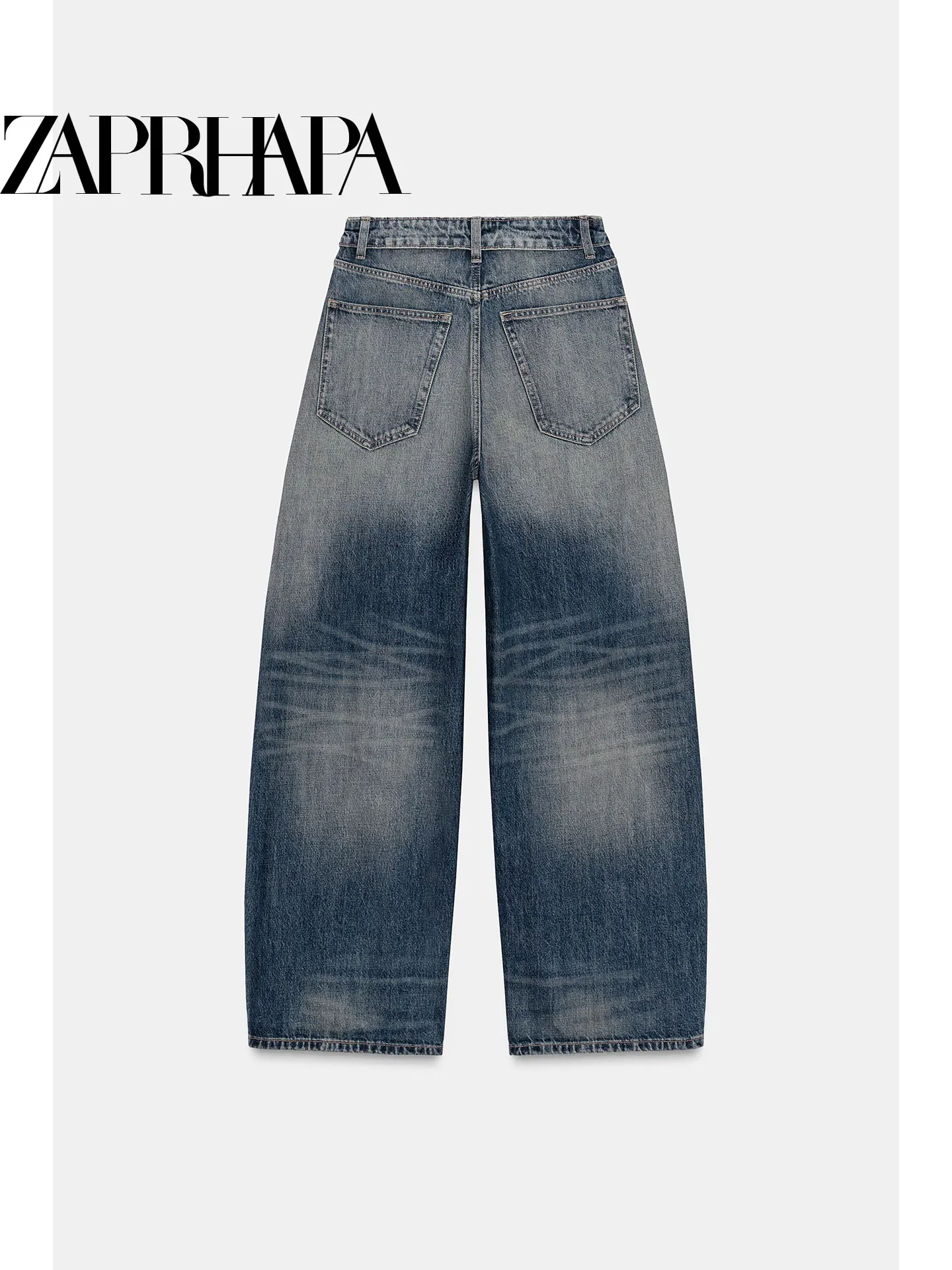 Summer 2026 American Style High Waist Wide Leg Jeans Women's Gradual Color Flip Waist Design Slimming Effectiveness