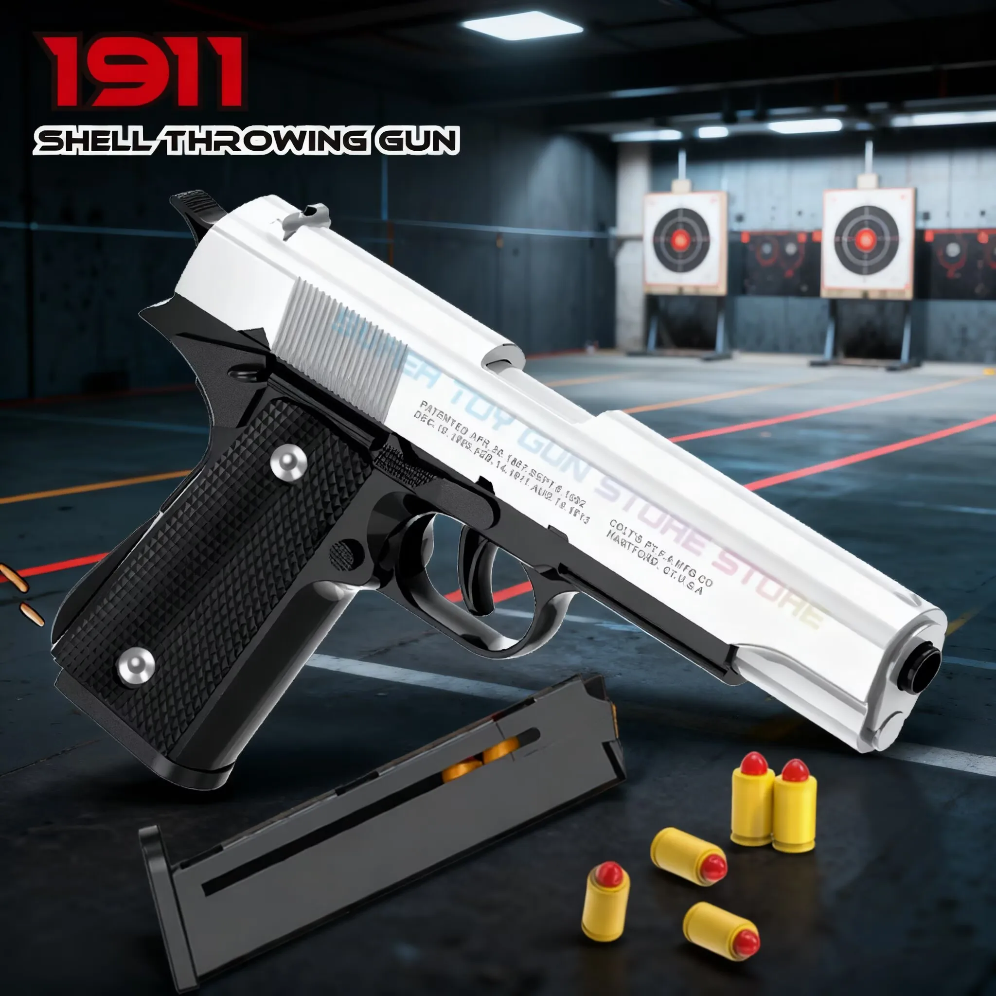 Pistola de brinquedo de bala macia Colt 1911 automática Pistola de ar CS Tiro Prop Menino Presente de aniversário