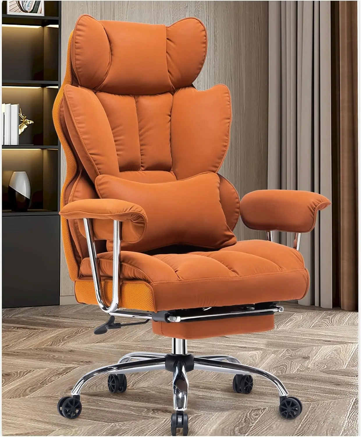 

Executive Office Chair for Heavy People, High Back Computer Chair with Foot Rest, Height Adjustable PU Leather Office Chair,