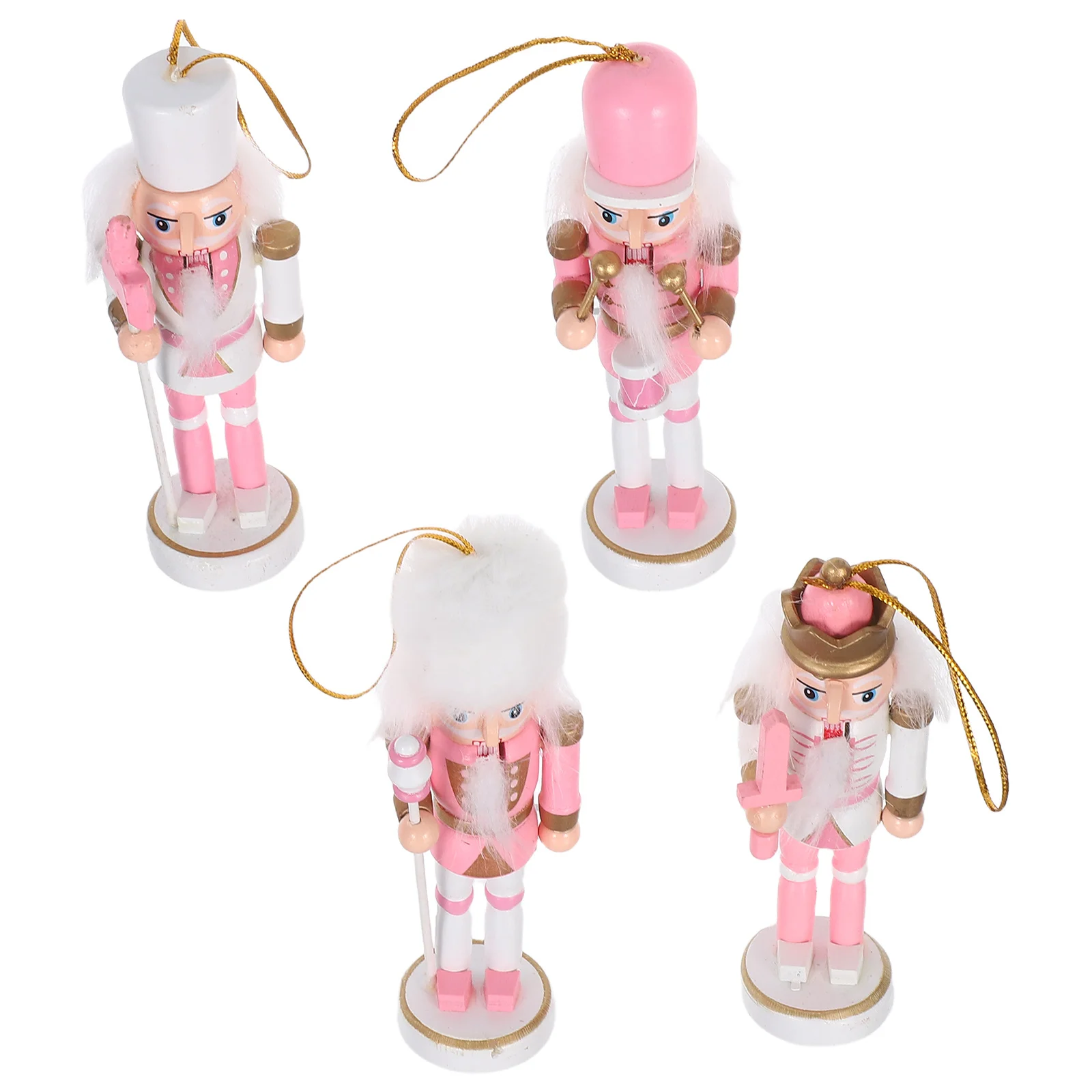 

4Pcs Pink Wooden Christmas Nutcracker Soldier 13cm Xmas Puppet Tabletop Decoration Nutcracker Soldier Xmas Puppet Ornament