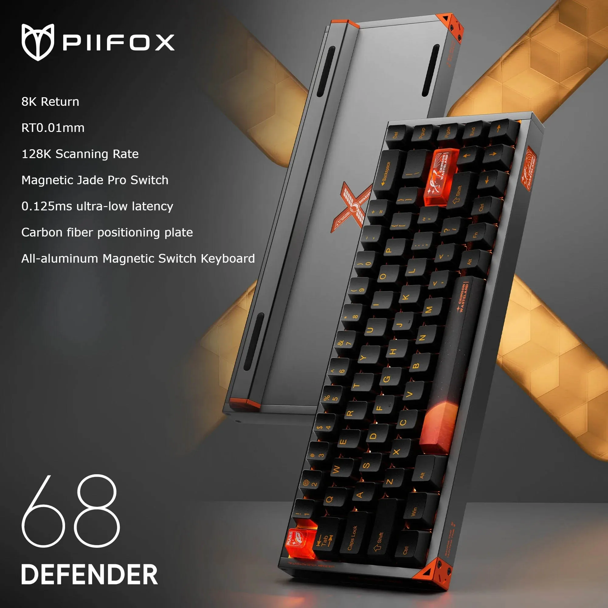 

PIIFOX DEF68 Magnetic Switch Keyboard Aluminum Alloy Wired Low Latency RT0.01 8K Return Rate HIFI Custom Game Keyboard PC Gifts