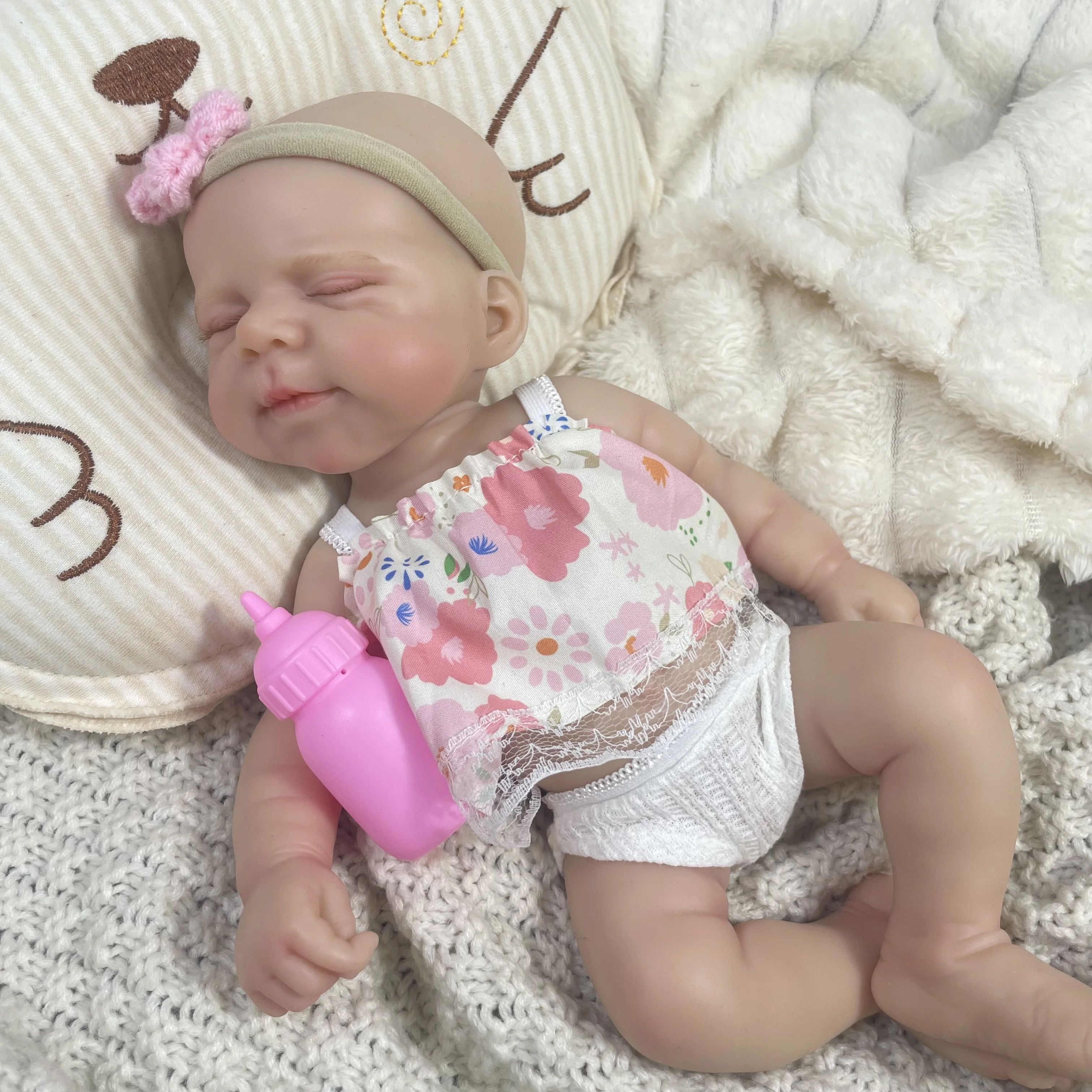 13 Inch Mini Pascale Reborn Doll Full Solid Silicone Body Adorable Doll Toy Birthday Christmas Gift