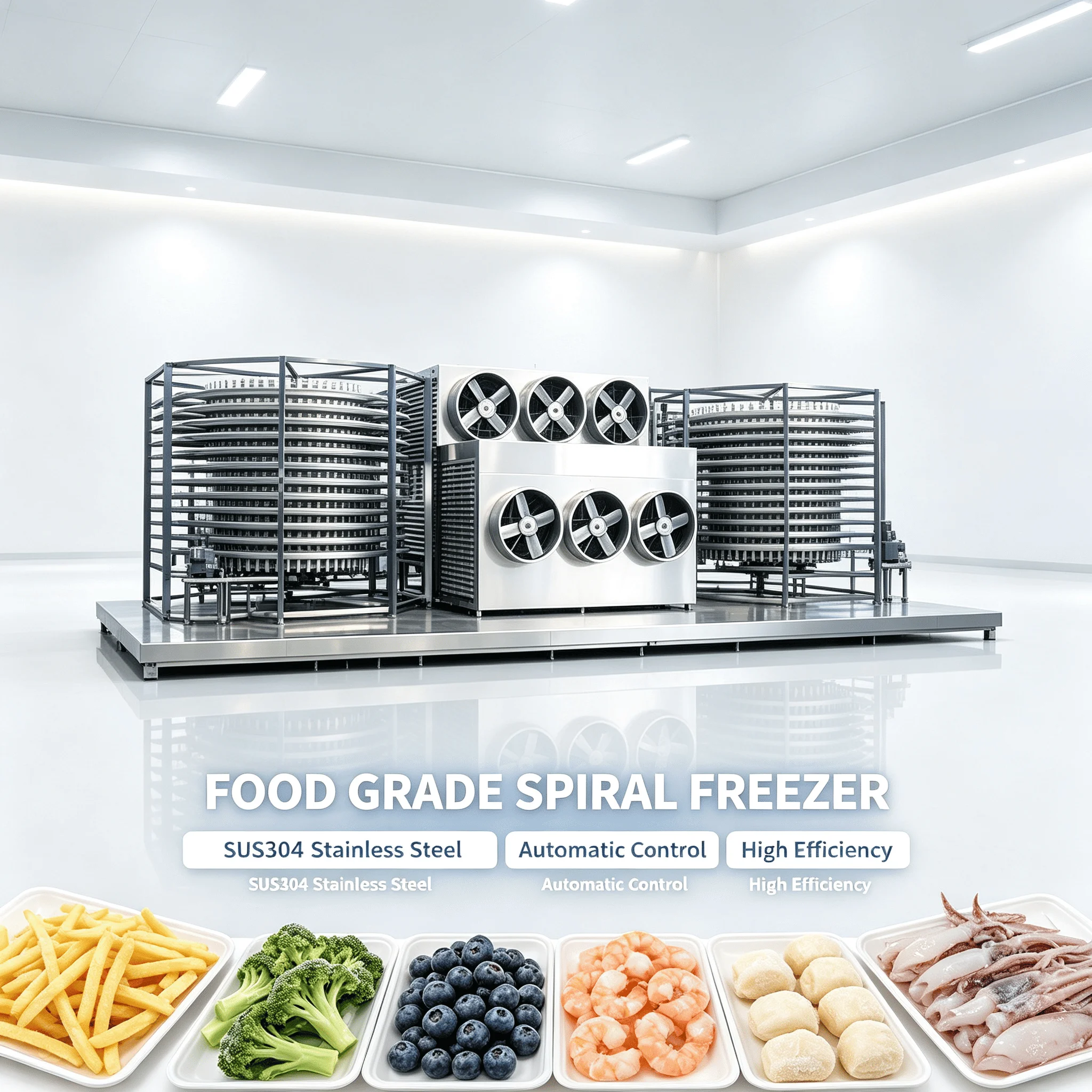 Spiral Freezer Double Spiral Conveyor Freezer IQF for Bread Dough Pastry Frozen Processing Customized