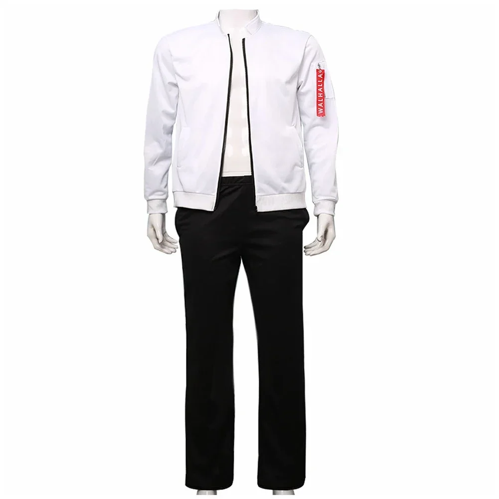 Anime Tokyo Revengers Hanemiya Kazutora Cosplay Costume White Jacket+Pants Valhalla Uniform Baseball Coat Halloween Full Suit