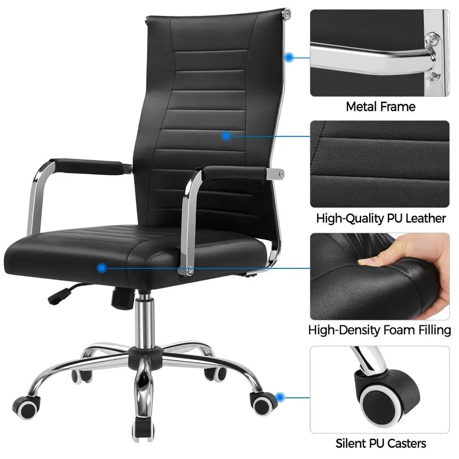 PU Leather Managerial Chair High Back Computer Desk Chair Management Task Chair Swivel Rolling Chair with Ergonomic Backrest and