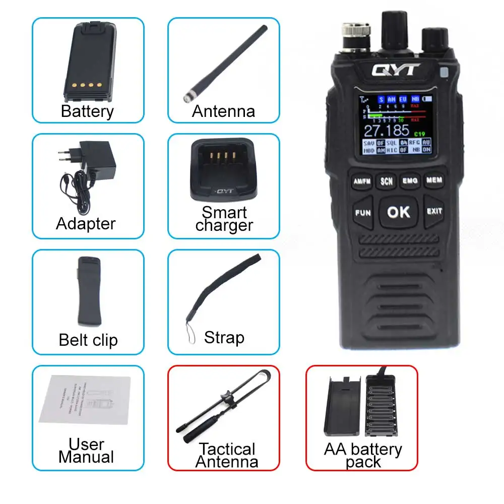 Originele Qyt Cb-58 Cb Radio 4W 4000Mah Draagbare Walkie Talkie 27Mhz 26.965-27.405Mhz 40 Kanaals Fm-Modus Burgerband Radio