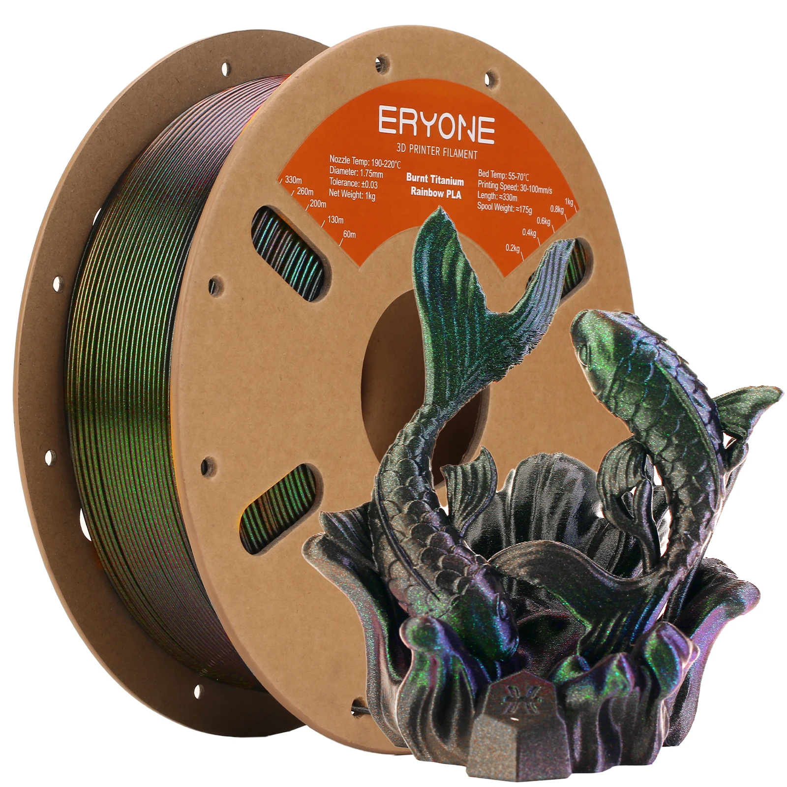 ERYONE 5KG Gebrande Kleur Regenboog PLA Filament 3D Print 1.75mm +/-0.03mm, Meerdere Kleuren Beschikbaar, 1kg/spoel