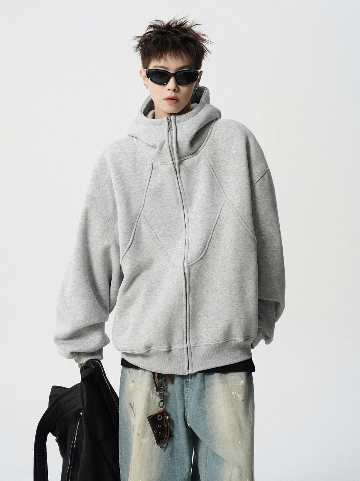 American Heavyweight Deconstructed Hoodie Men's Fashion Brand Design Splicing Sweatshirt High Street Versatile Couple's Hoodie