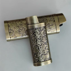 Boîte de protection de briquet à fleurs sculptées en 3D pour Bic J5 J6, étui réutilisable VPN, coque de briquets à gaz en métal verde