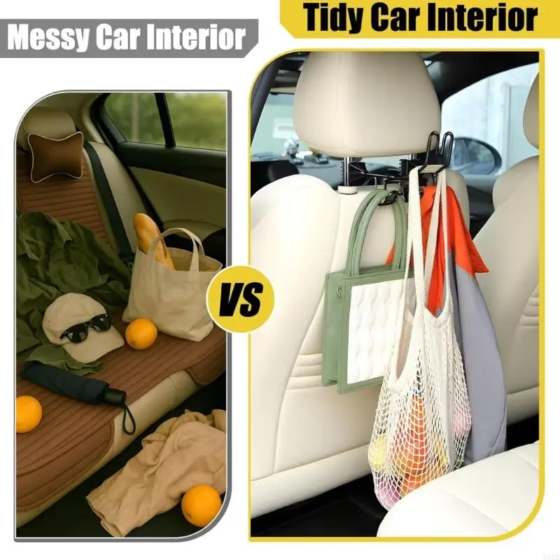 304 Steel Car Headrest Hook Strong Auto Storage Hanger Rustproof Hook for Jackets Caps Travel Accessories H9EE