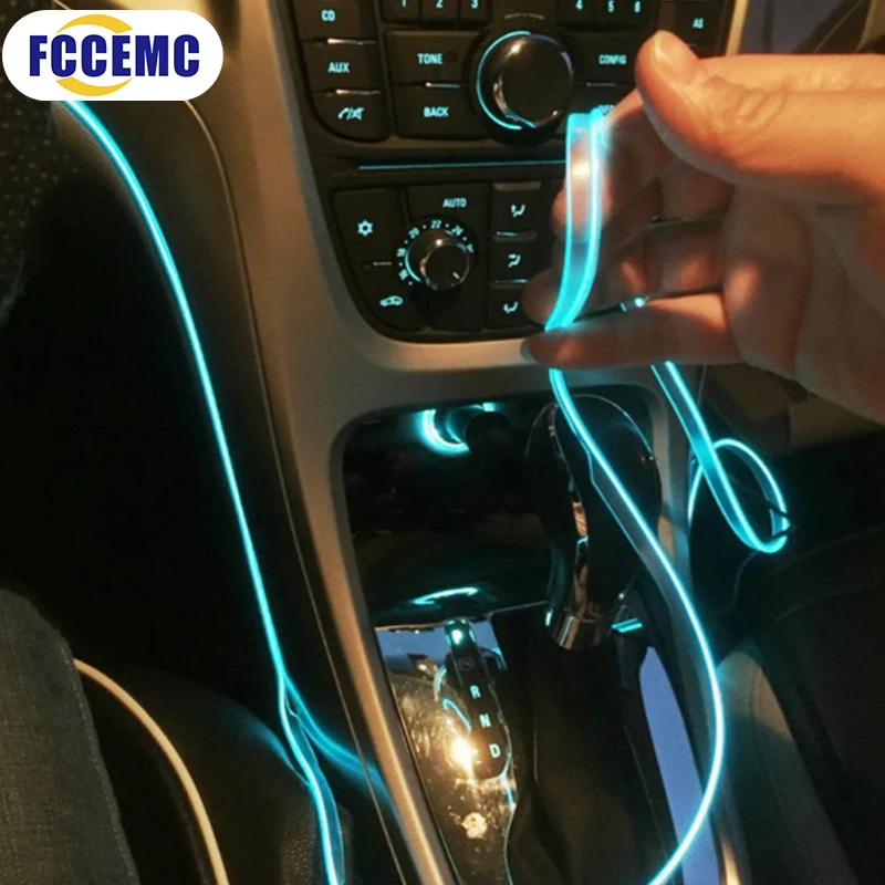 5m Car Interior Accessories Atmosphere Lamp EL Cold Light Line With USB DIY Decorative Dashboard Console Auto LED Ambient Lights