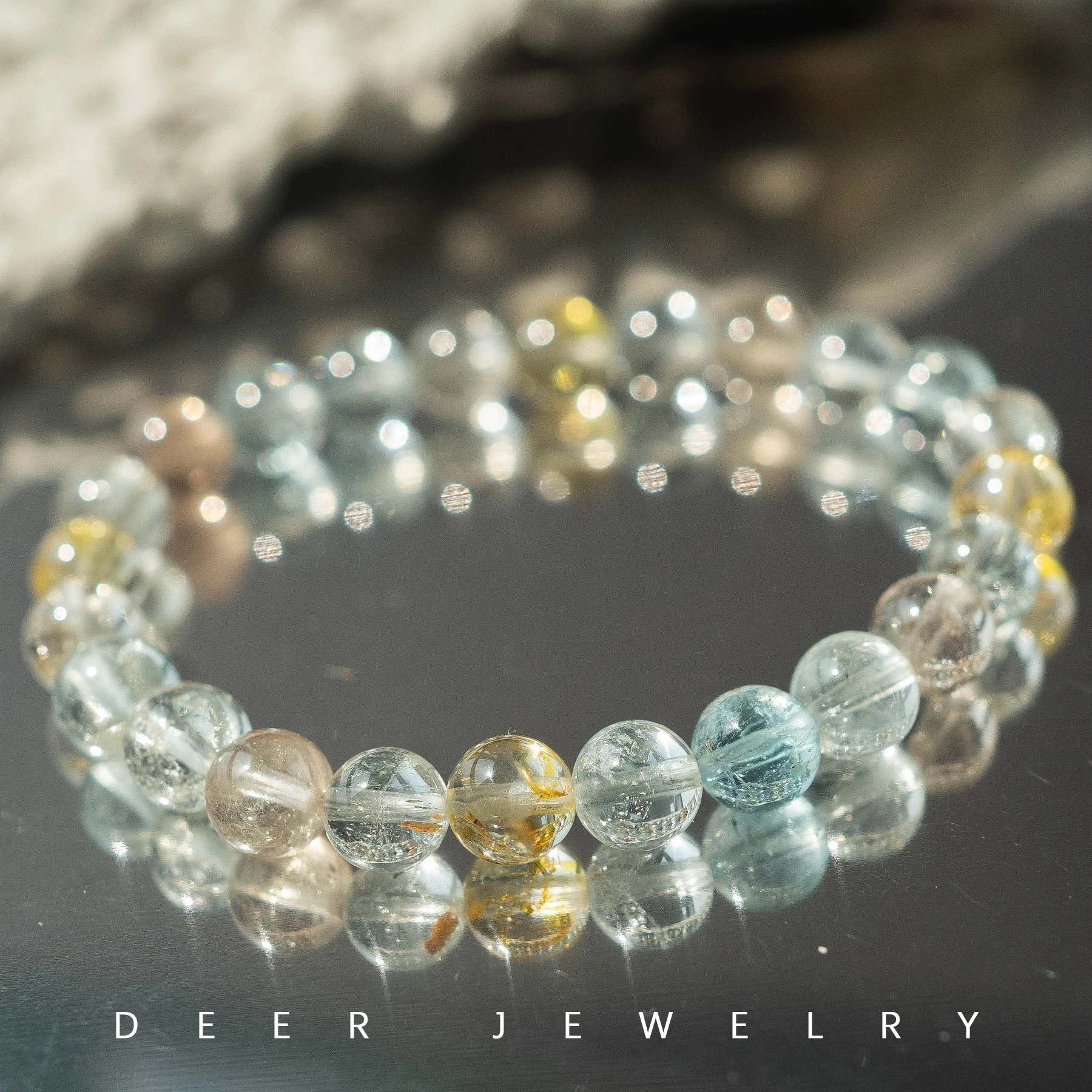 Natural Colorful Topaz Clear Round Beads Bracelet Blue Topaz Jewelry Gemstone Women Men 9mm 10mm 11mm 12mm AAAAAA