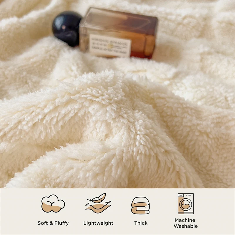 Soft Throw Blanket Solid Color Lamb Wool Blanket Cozy Warm Plush Sherpa Blankets for Bedroom Sofa Couch Bed Travel Thickened