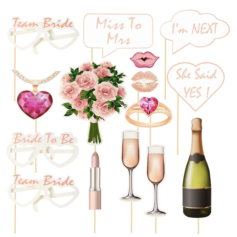15 unids/set equipo novia para ser papel fotomatón accesorios despedida de soltera decoración para fiesta boda suministros de despedida de soltera