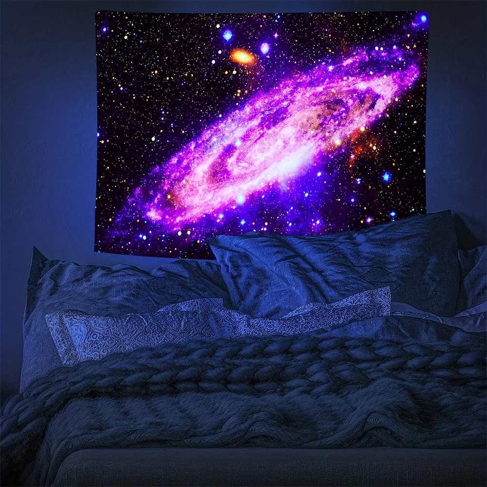 1pc  Neon Galaxy Space Tapestry, UV Black Light Reactive Wall Hanging for Bedroom Living Room Home Decor