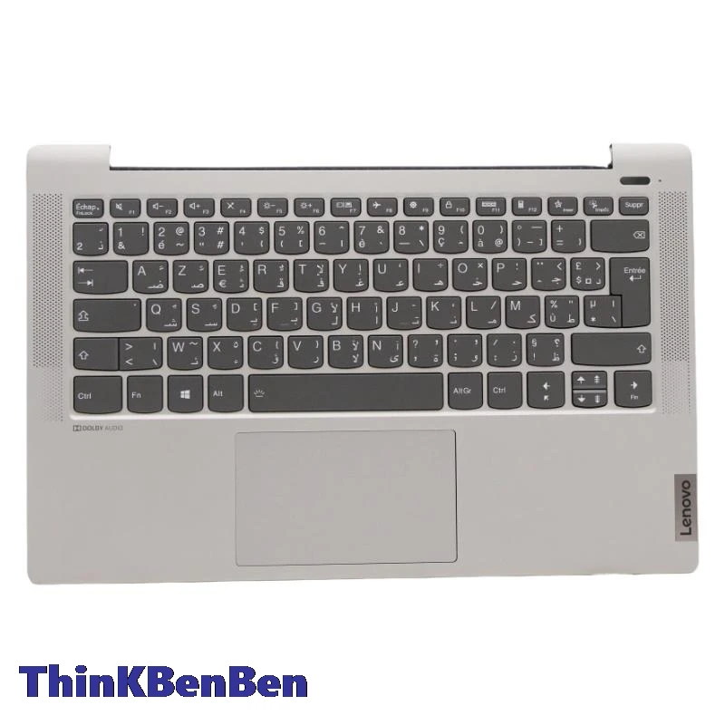 

French Arabic Silver Keyboard Upper Case Palmrest Shell Cover For Lenovo Ideapad 5 14 14IIL05 14ARE05 14ALC05 14ITL05 5CB1A13810