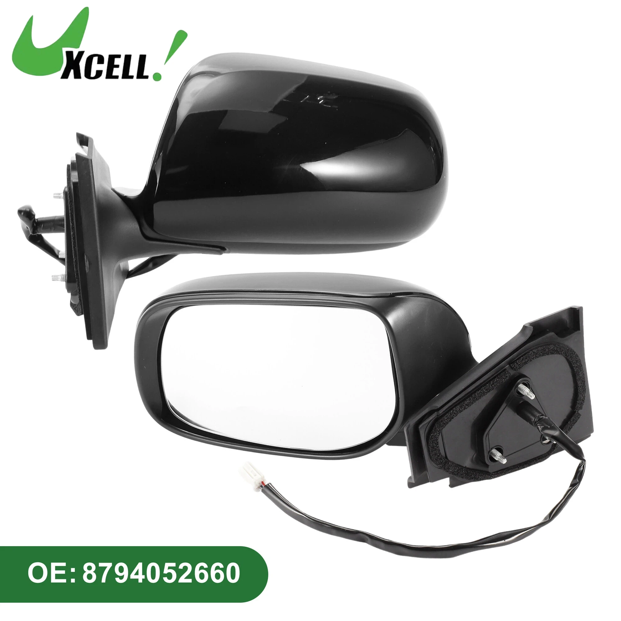 Uxcell for Toyota Yaris Hatchback 2007-2011 Left Right Car Side Mirror Electric Adjustment Gloss Black White Mirror Assembly