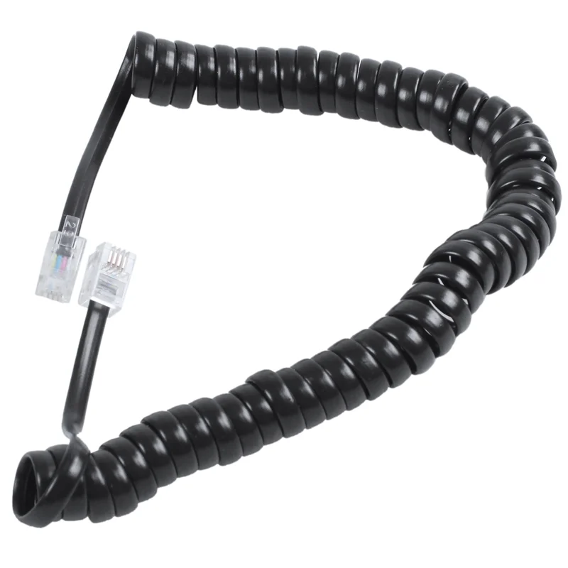 

Y19A 5Pcs 9.3 Inch Black RJ9 Telephone Phone Modem Coil Line Cord Cable