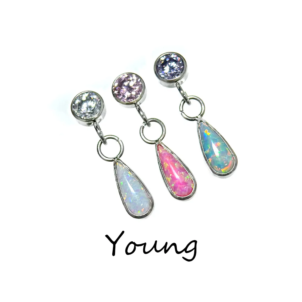 

F136 Titanium G23 Tears Opal Earrings Medical Implantable Anti-Allergenic Socket Ear Drop Nails Piercing Jewellery