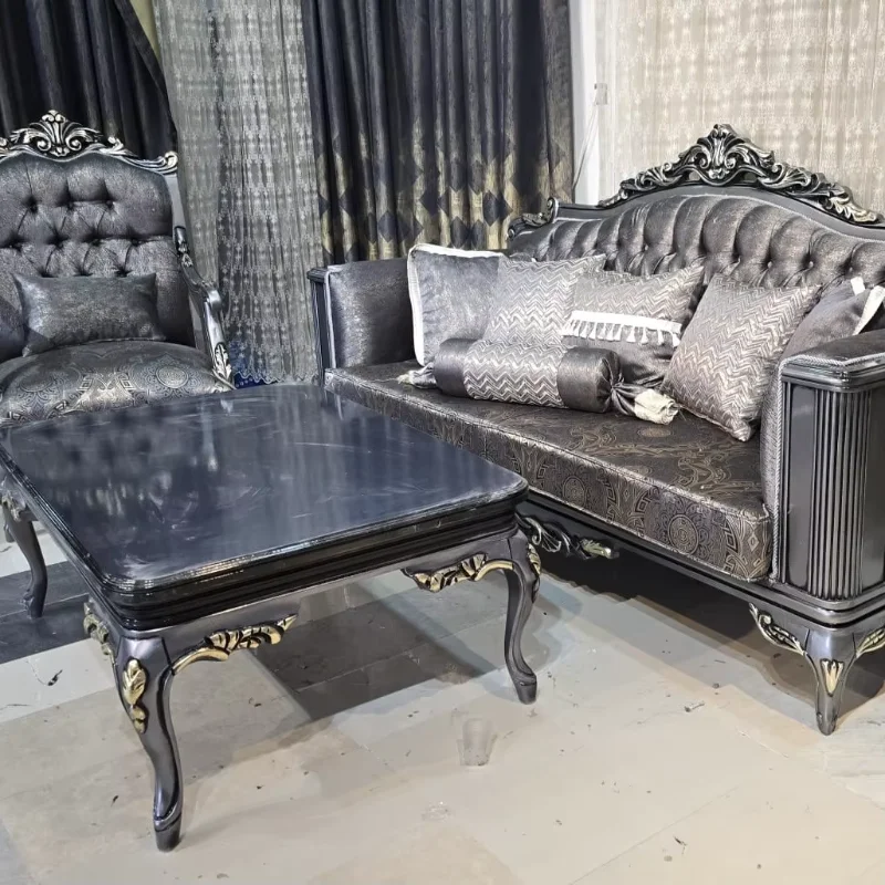 

Modern European classic home furniture living room set with 2 sofas, 4 chairs, 1 middle tablecloth material, hotel wholesale