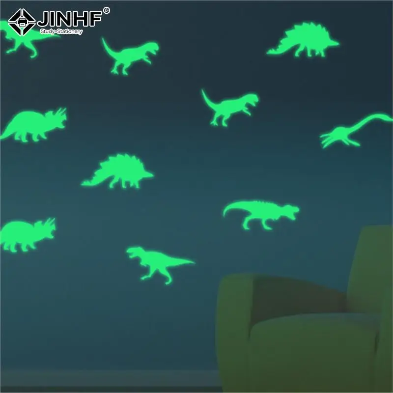 9Pcs/set 3D Creative PVC Luminous Dinosaurs Wall Stickers Glow In The Dark Decorative Dinosaurs For Kids Room Baby Removable