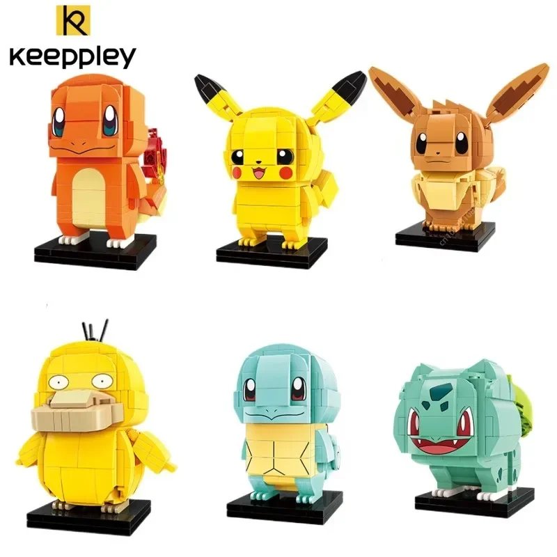 Keeppley PokéMon Collection Creative Building Blocks Cute Psyduck Model Toys Bulbasaur Assembly Decoration Gifts