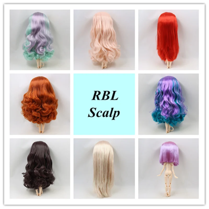 RBL Scalp 1/6 Blyth Doll Wigs Multiple hair color hairstyles including the hard endoconch dome brown with bang/no bangs fringe