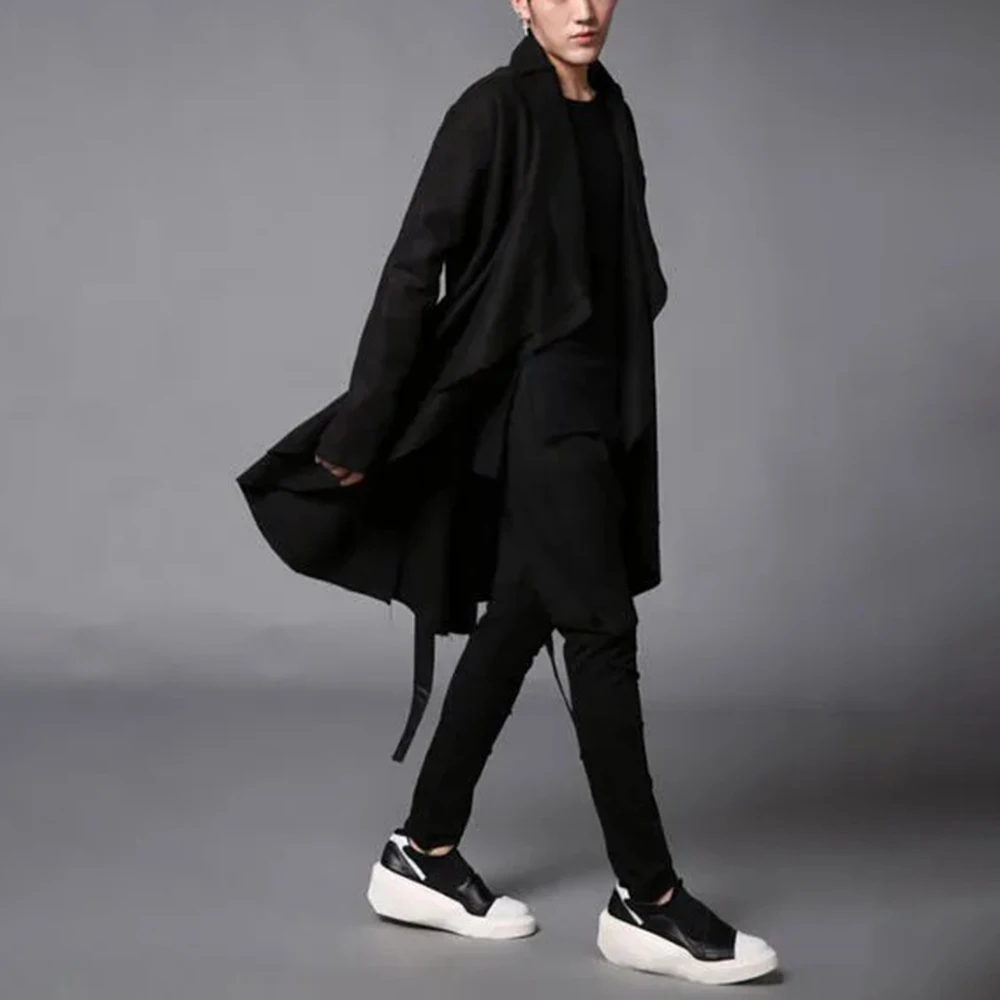 Mens Dark Frayed Layered Mid Length Jacket Autumn Streetwear Fashion Nightclub Dj Niche Outerwear Jacket Men'S Clothing 2026