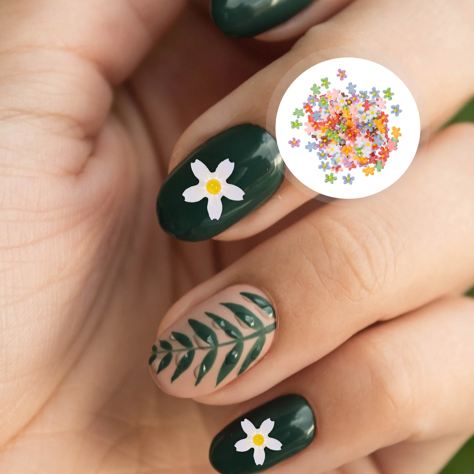 

100pcs Stickers Resin Flower Charms Flatback Beads Manicure Decoration Diy Nail Art Supplies Wear-Resistant Charm Nail