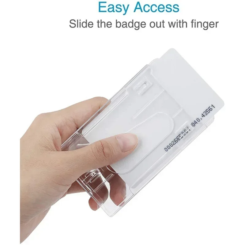 Transparent Double Cards Slots ID Tag Badge Holder with Badge Reel 2 Cards Storage Organizer Employee Pass Work Card Case Sleeve image 6