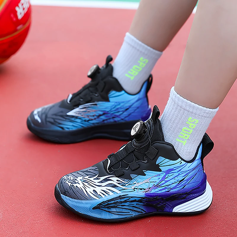 

Kids Basketball Shoes Leather Fashion Children Sports Shoes Lightweight Comforthable Boys Student School Basket Training Shoes