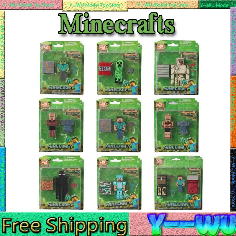 Minecrafts Steve Alex Zombie Villager Figure Model Blind Box Minecrafts Anime Figure Toy Model Collection Kids Xmas Gifts Custom