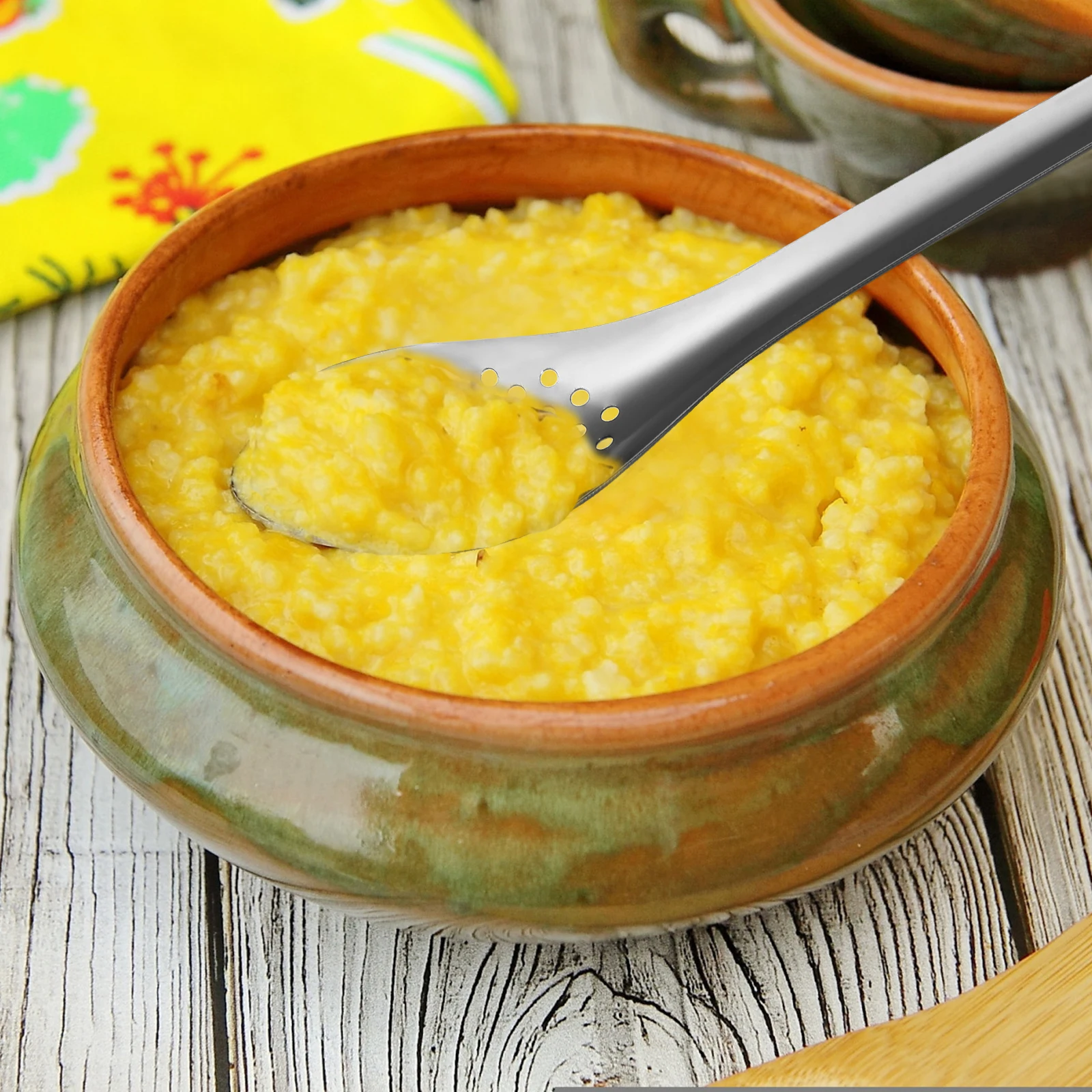 Colador de acero inoxidable, cuchara ranurada, colador pequeño, agujero de alta densidad, uniforme, utensilios de cocina de malla fina, 2 uds.