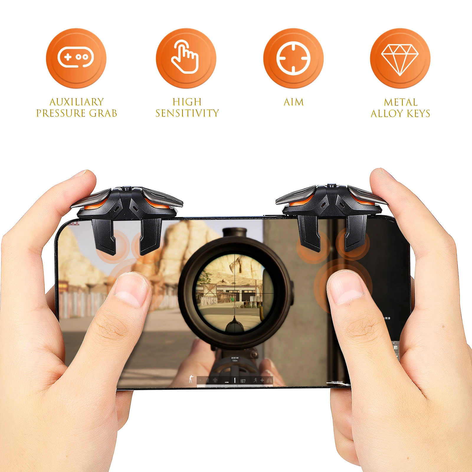 

1 Set Mobile Game Controller With Ergonomic Design High Sensitivity Stable Connection Non-Blocking Triggers Compatible With Most