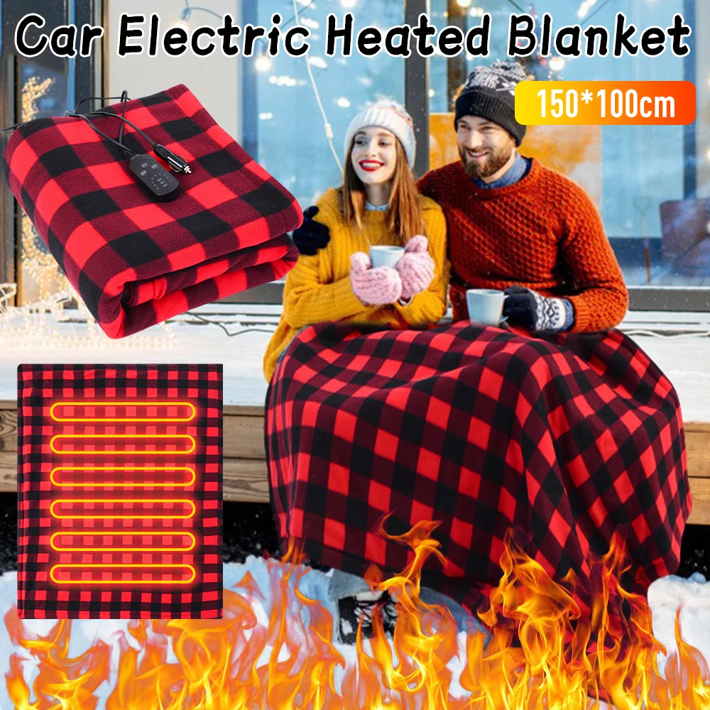 12 فولت سيارة بطانية كهربائية 9 مستوى التدفئة بطانية سفر ساخنة للسيارة في الهواء الطلق السفر التخييم وسادة درجة الحرارة السيارات قبالة #3