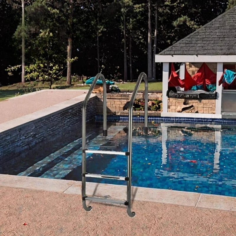 

Лестница для уличного бассейна из нержавеющей стали с противоскользящей поверхностью ступеней, безопасная конструкция для лазания, для уличных бассейнов и отдыха на открытом воздухе