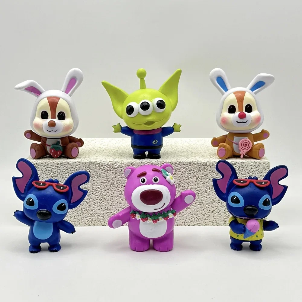 

Disney Cute Cartoon Anime Toy Story Lotso Alien Chip Dale Stitch Six Styles Garage Kit Dolls Models Decoration Desktop Ornament