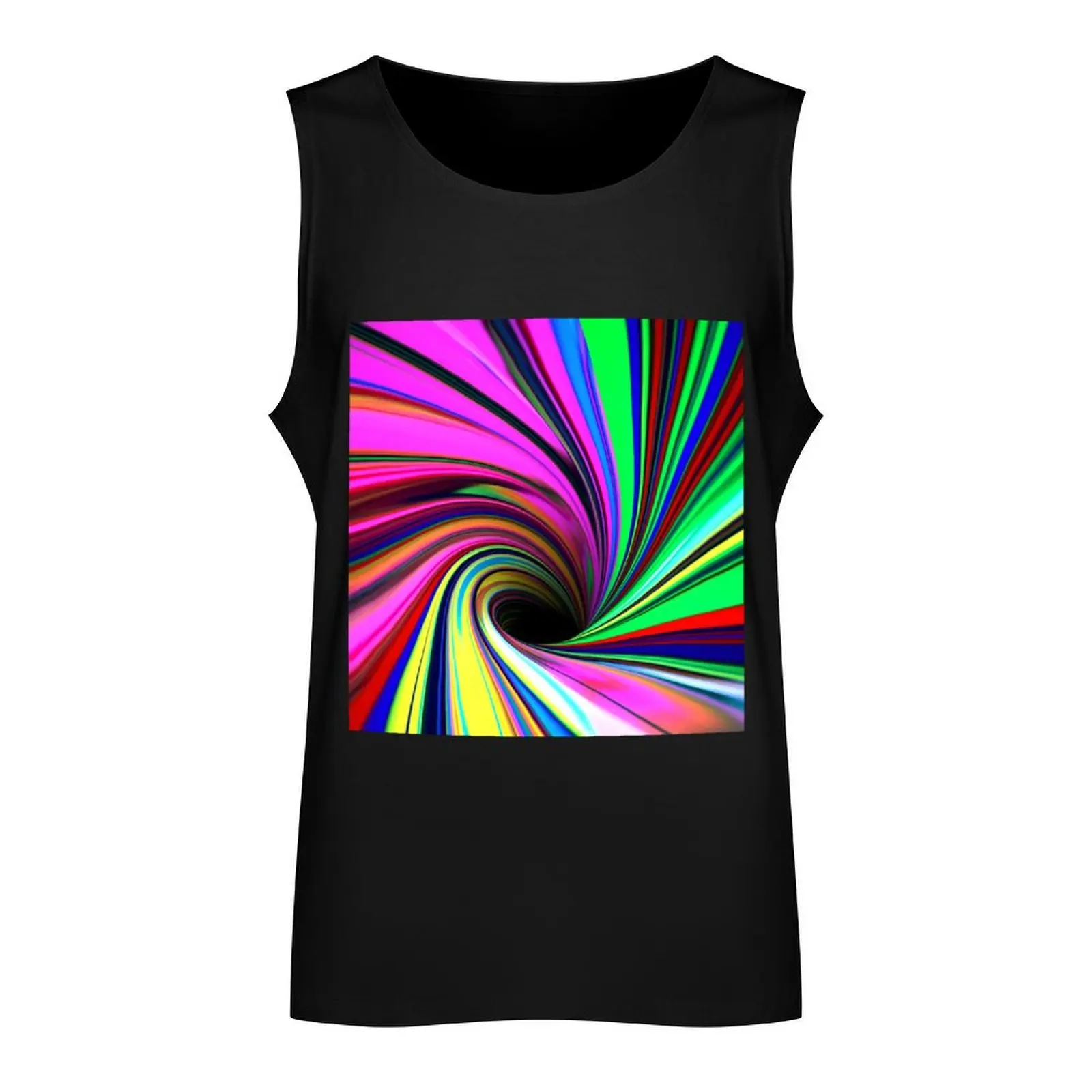 Psychedelic Warped Optical Illusion Colorama Vortex Tank Top Man gym clothes Fitness men clothing anime gym