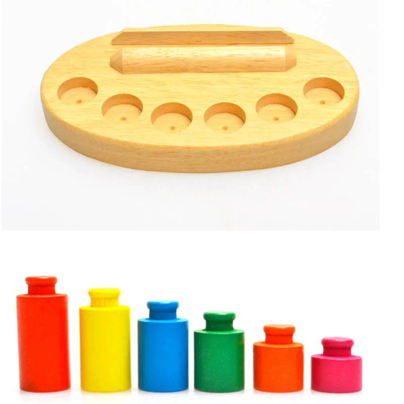 Funny Wooden Balance Scale with 6 Weights Toy Weighing Scale Sensorial Early Education Game Gifts for Kids