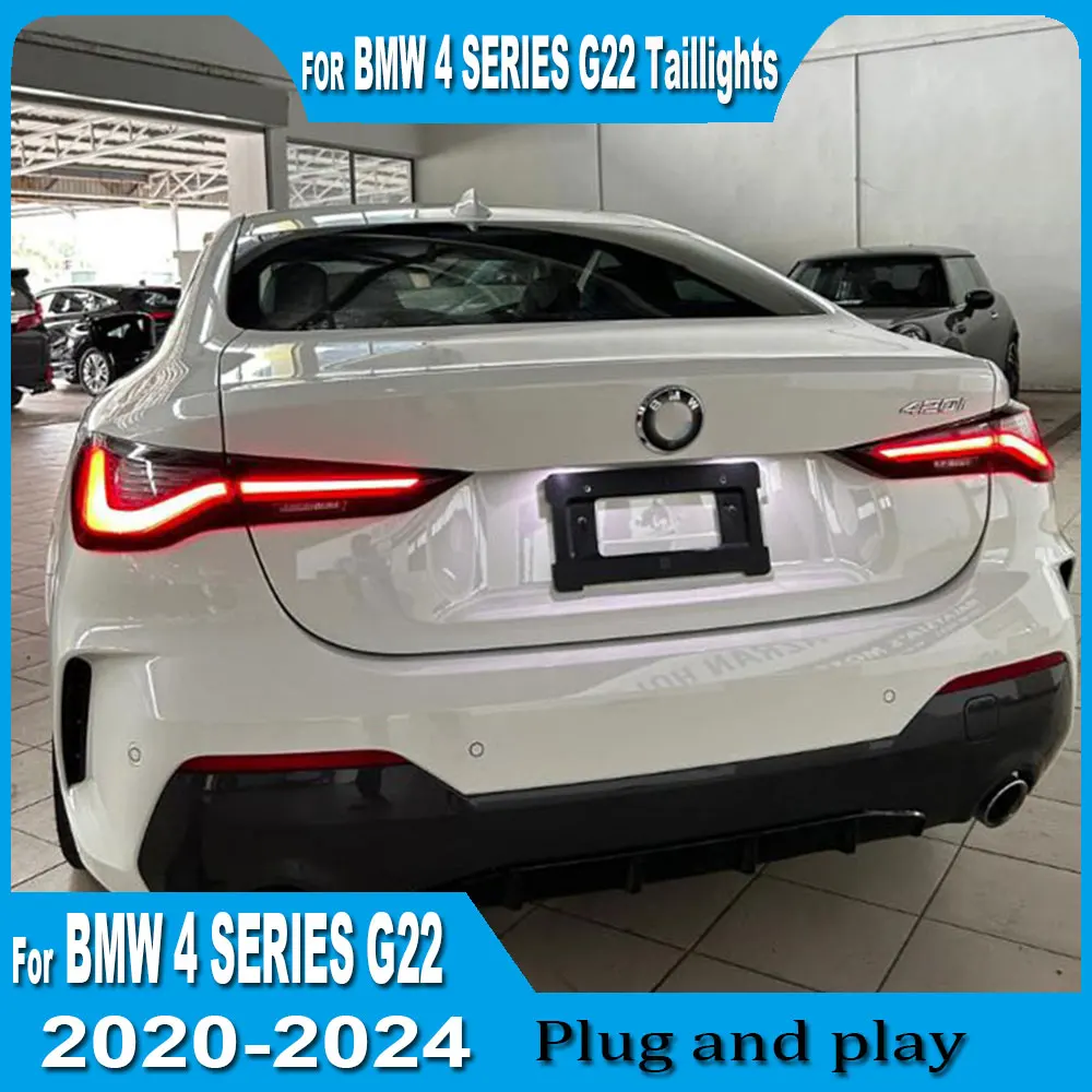 

Car Taillights For BMW 4 series 2022-2024 M4 G22 G23 G26 G82 Taillights LED Smoked Black Rear Tail Light Turn Signal Car Lamp