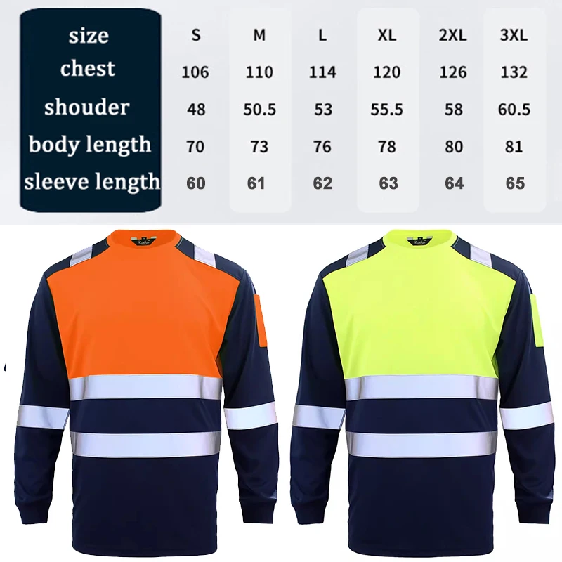 Reflective Shirt for Men Construction Long Sleeve Mining Safety Shirts Reflective High Visibility Hi Vis Workwear Shirts