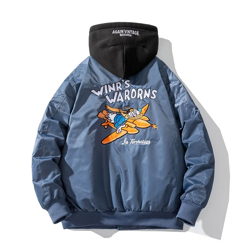 

Thiened Cotton Jaet Outerwear for Men And Women Spring Autumn Winter Loose Air Force Pilot Jaet Couple's Embroidered Ba...