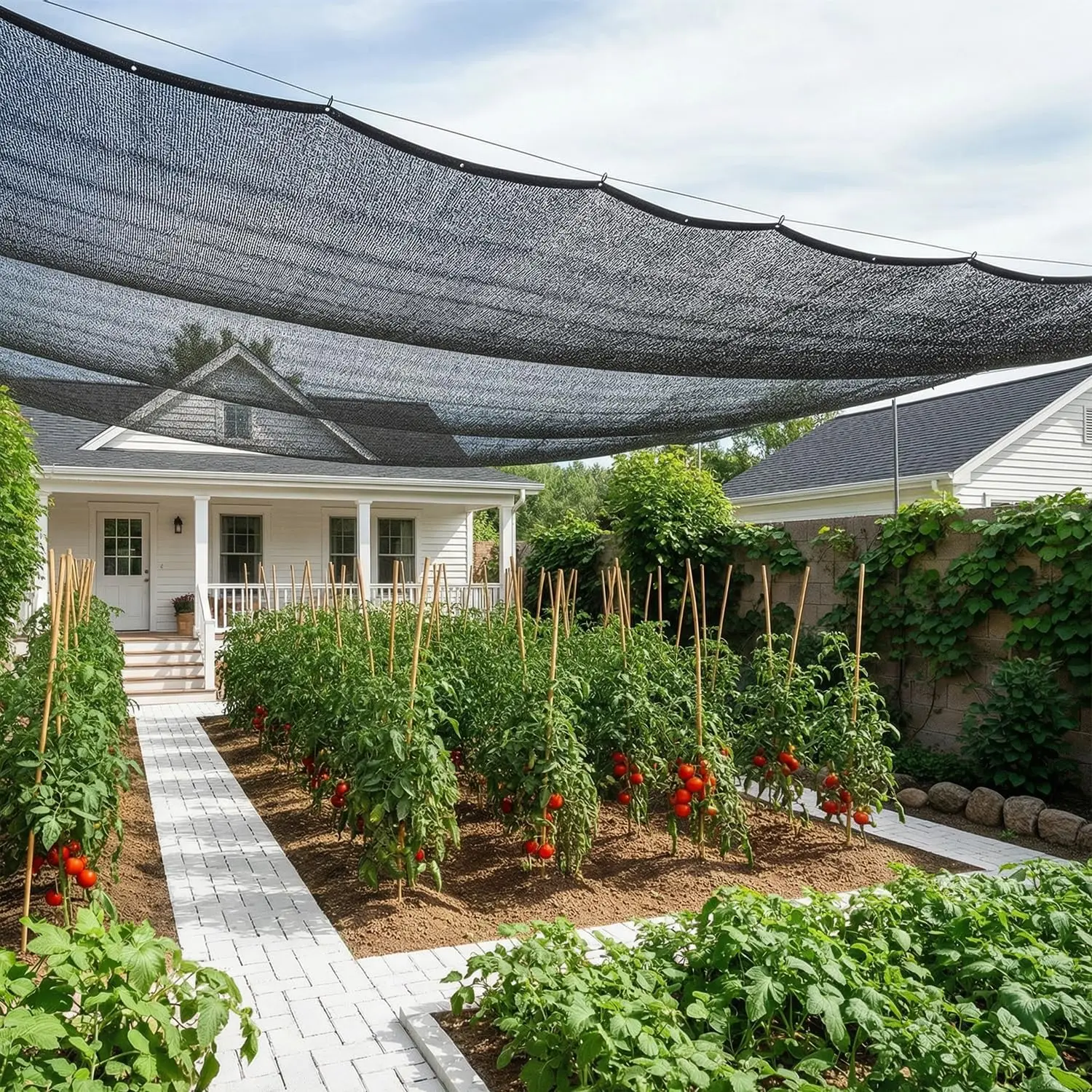 

35-45% Sun Shade Cloth 6.5x6.5 FT Black HDPE Mesh – Breathable Garden Cover for Plants, Greenhouse, Patio