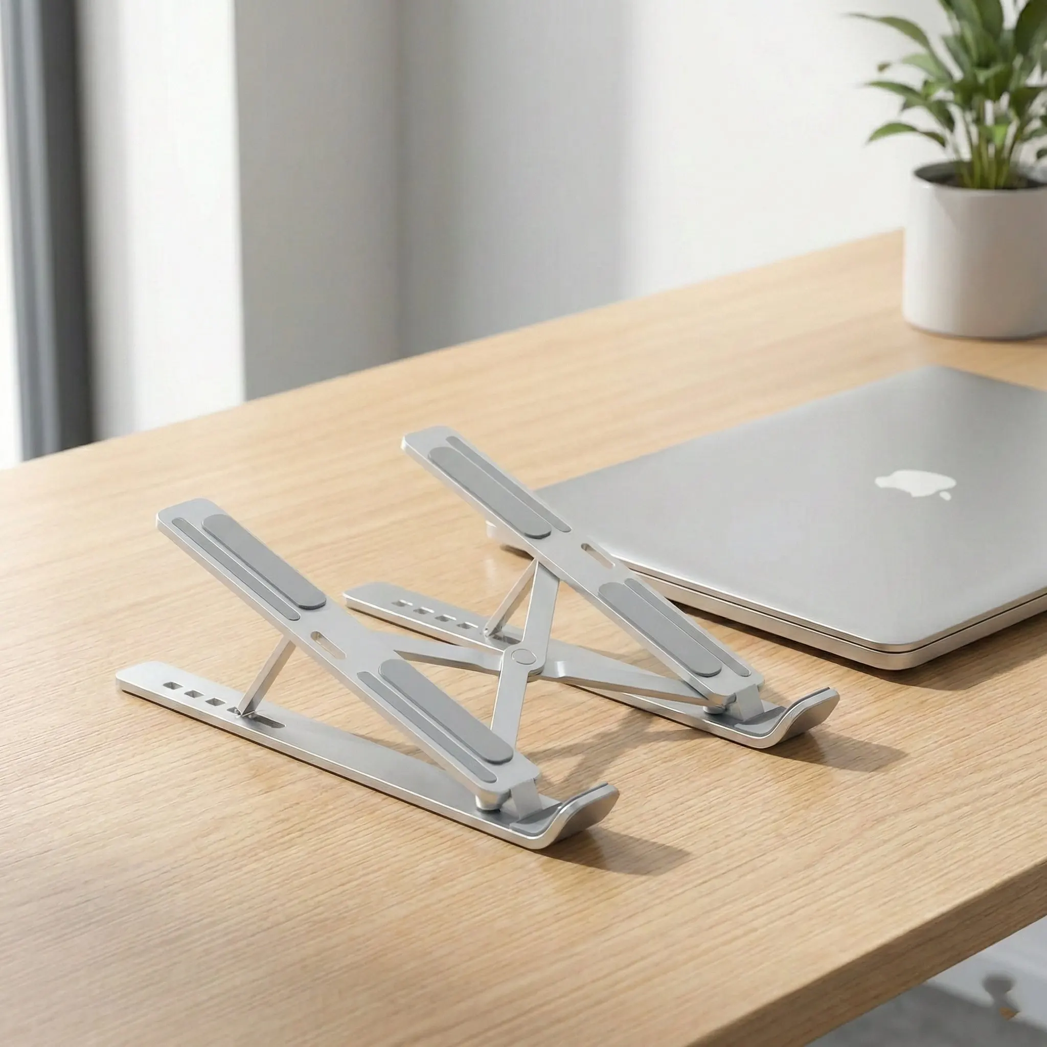

Foldable Aluminum Laptop Stand, 7-Level Adjustable Height, Anti-Slip Silicone Pads, Portable for 10-15.6 Inch Laptops & Tablets