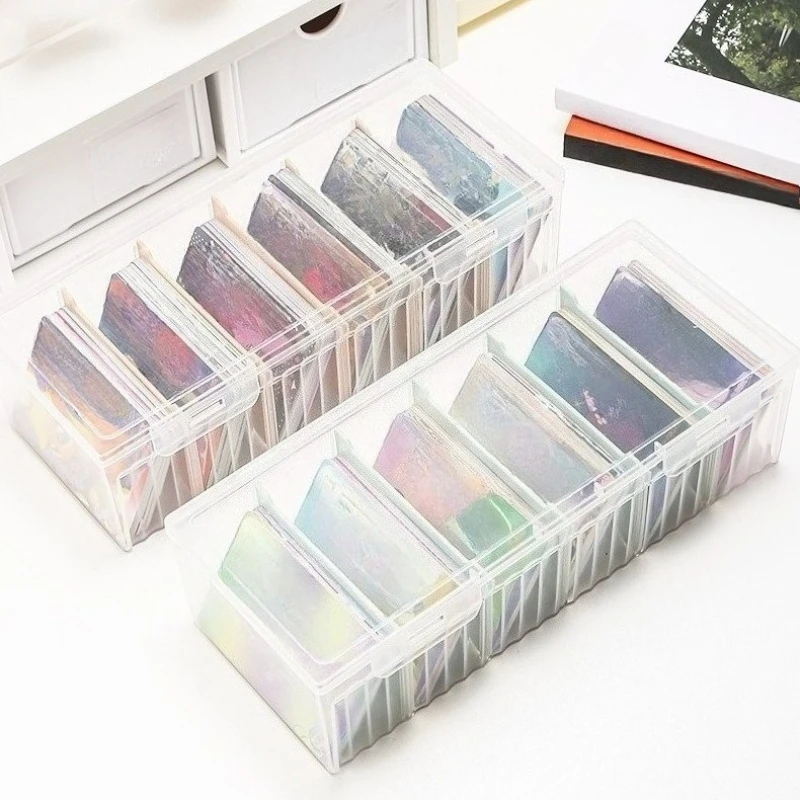 Multi-Compartment Card Storage Box with Lid Adjustable Dividers Dust Resistant Organizer for Trading Cards Game Collection