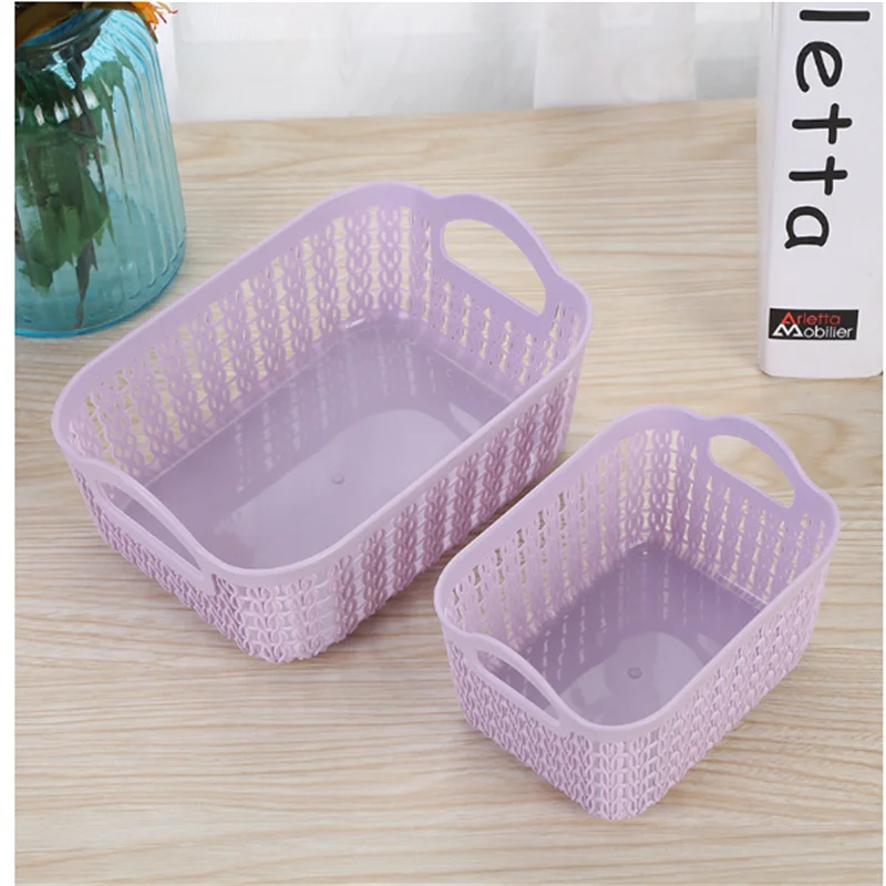 Storage Basket Home Desktop Small Basket Miscellaneous Hollow Imitation Vine Weaving Plastic Stationery Storage Basket