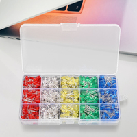 500Pcs Luminous Diode Kit Red Yellow Blue Green White 5MM Light Emitting Diode Assortment 100Pcs/Color for Electrical Equipment
