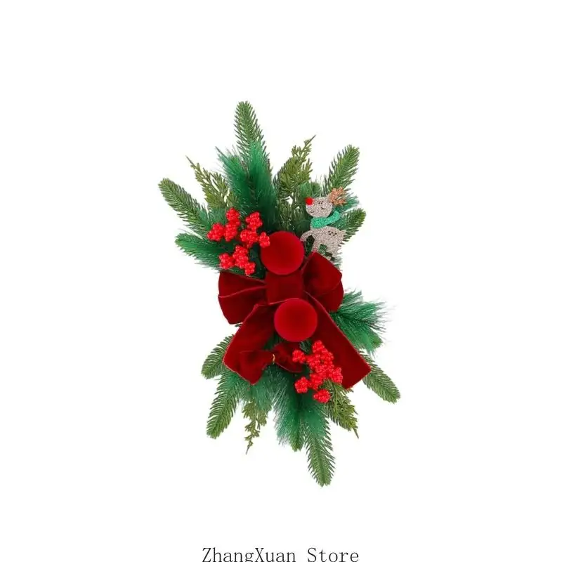 Weihnachten Weinrot Samtige Beeren Hängen Baum Simulation Kranz Schmuck Für Urlaub Party Tür Wand Dekore 3XUF – Detail 3